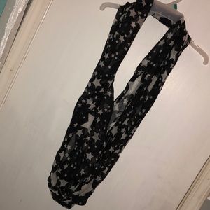 Black Infinity scarf with white stars